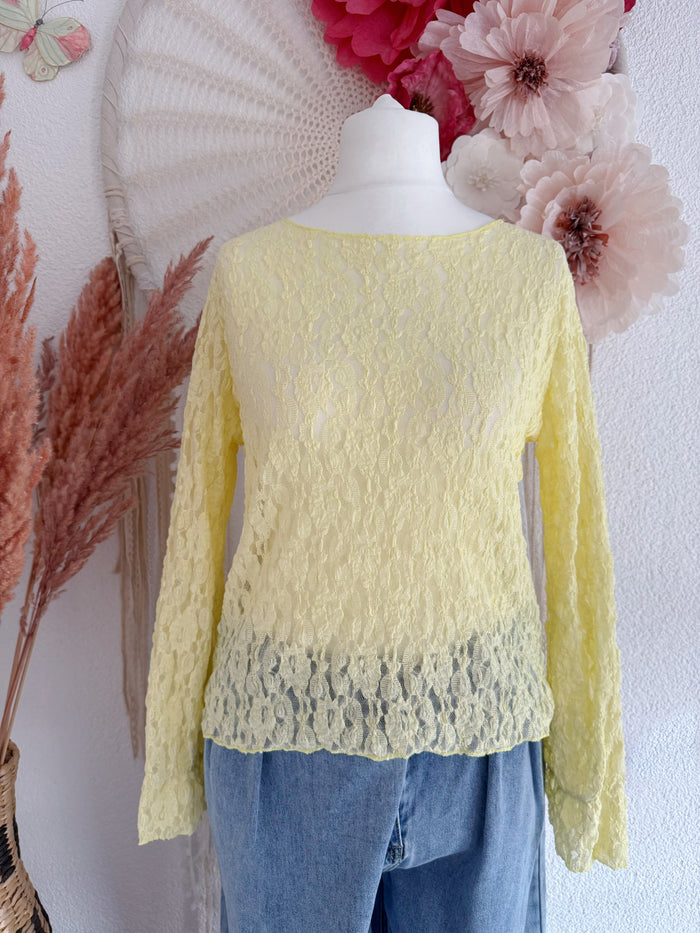 ELEGANTES MESH-OBERTEIL IN GELB - ONE SIZE -