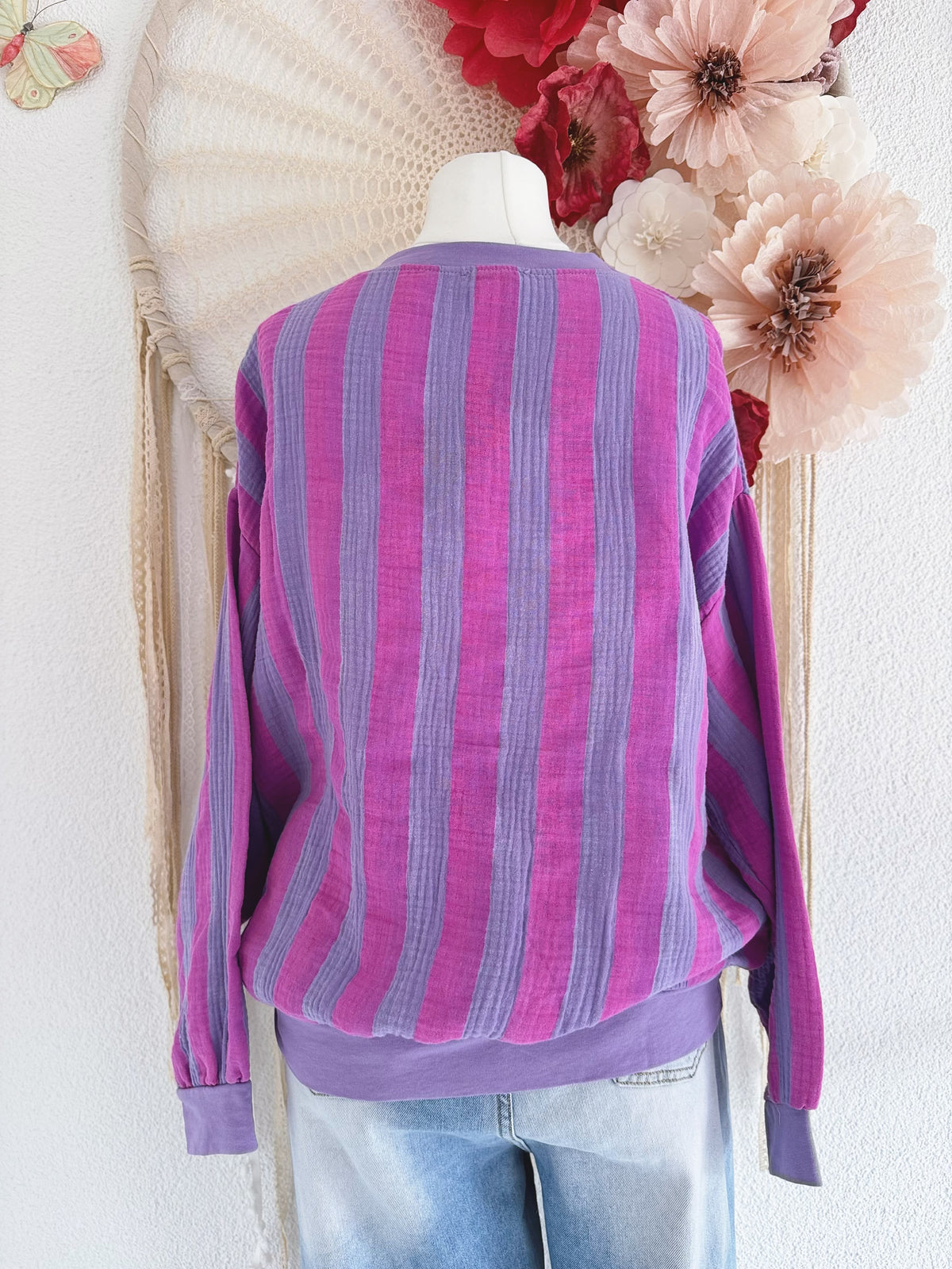 CASUAL MUSSELIN-SWEATER IN LILA - ONE SIZE -