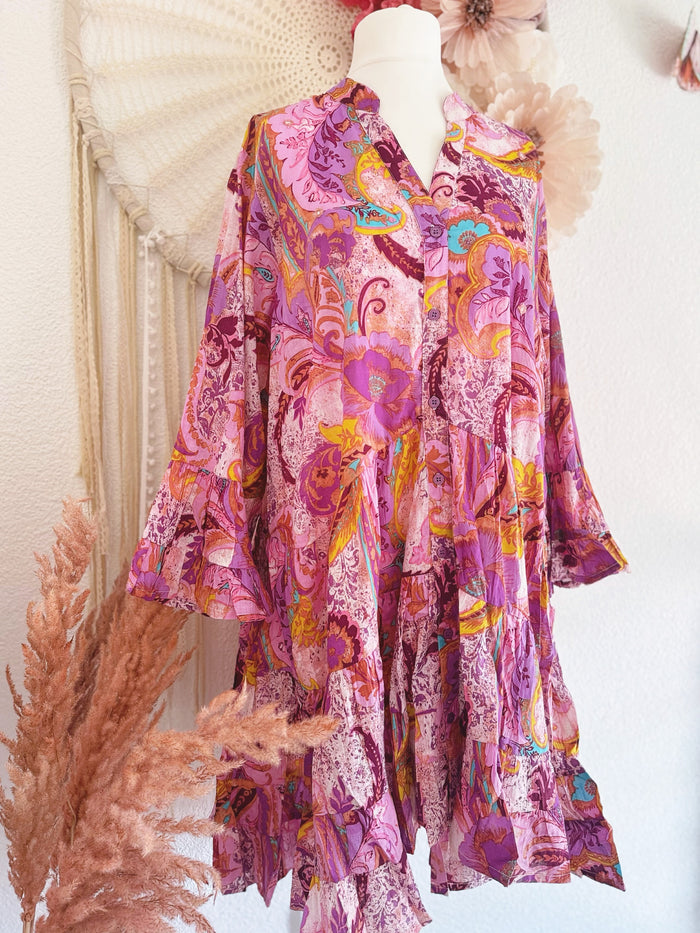 SOMMERLICHES TUNIKAKLEID IN KRÄFTIGEN FARBEN - ONE SIZE -