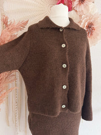 STRICK - ZWEITEILER - STRICKJÄCKEN & ROCK IN BRAUN - ONE SIZE -