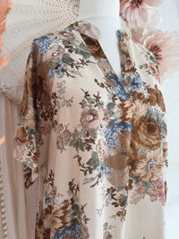 OVERSIZED TUNIKAKLEID MIT ROMANTISCHEM GOBELIN-MUSTER IN BRAUN - ONE SIZE -