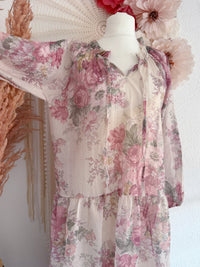 ROMANTISCHES BOHO-MAXIKLEID MIT BLUMENMUSTER IN MAUVE