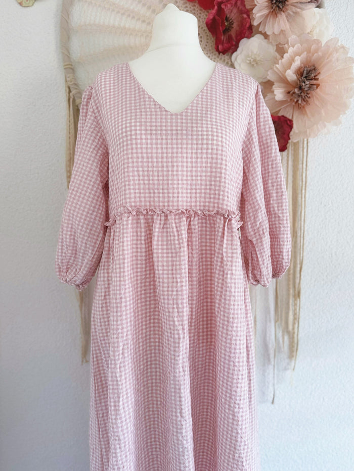 MAXIKLEID MIT KAROMUSTER IN ZARTEM ROSÉ - ONE SIZE -