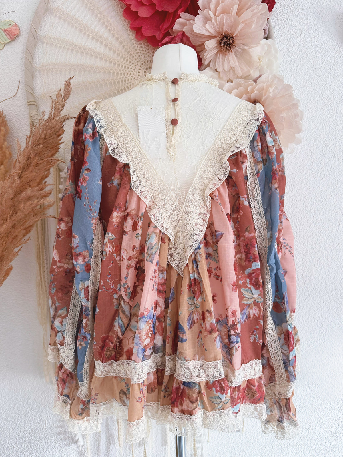 BOHO-TUNIKA IM FLORAL-PATCHWORK-DESIGN - VERSCH. GRÖßEN