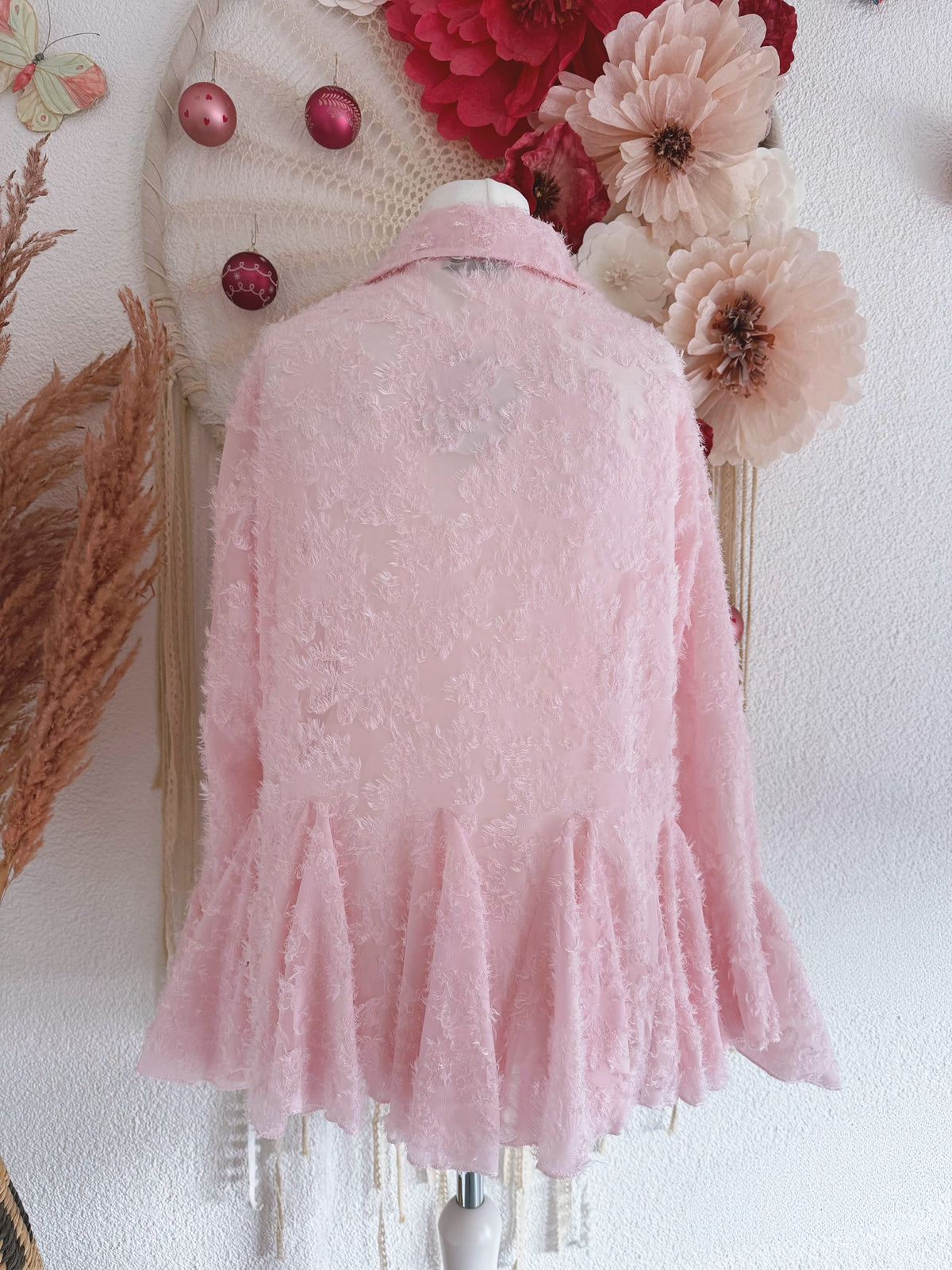 BEZAUBERNDE RÜSCHENBLUSE IN ZARTEM ROSÉ - ONE SIZE -