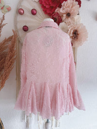 BEZAUBERNDE RÜSCHENBLUSE IN ZARTEM ROSÉ - ONE SIZE -