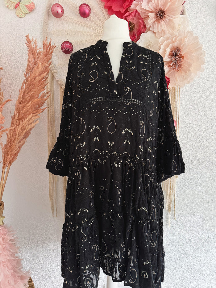 FUNKELNDES TUNIKAKLEID MIT PAILLETTEN UND BESTICKUNGEN - ONE SIZE -