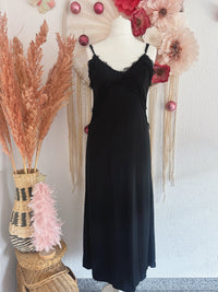 SATINIERTES SLIP-DRESS IN SCHWARZ - ONE SIZE -