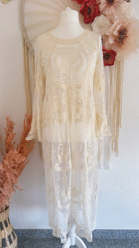 SPITZENKLEID IN CREME - ONE SIZE -