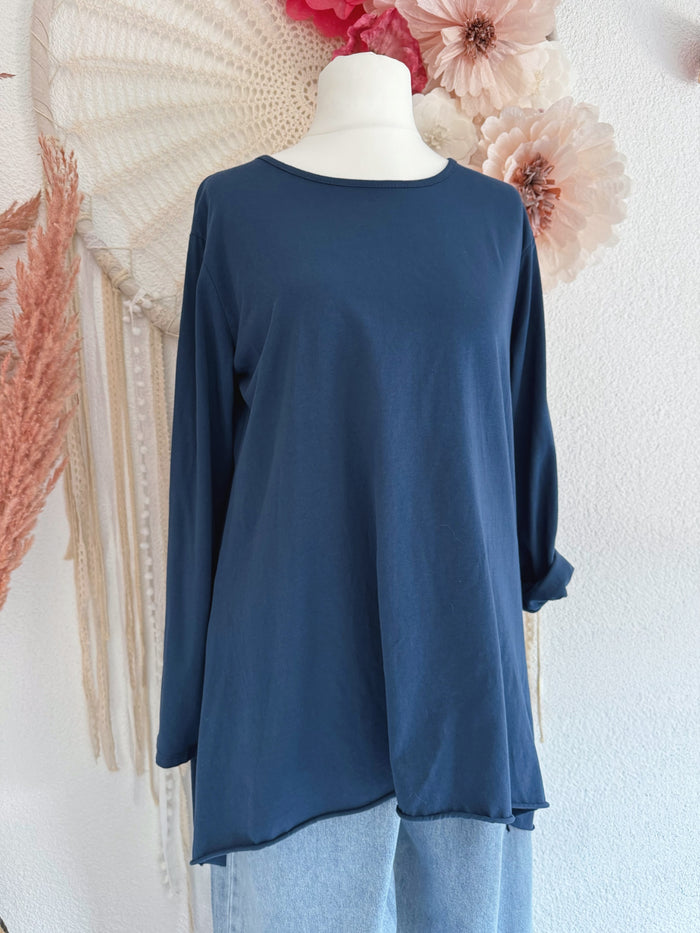 BASIC-LANGARMSHIRT IN DUNKELBLAU  - ONE SIZE -