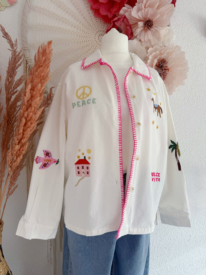 HEMDJACKE MIT SÜßEN STICKEREIEN - VERSCH. GRÖßEN -