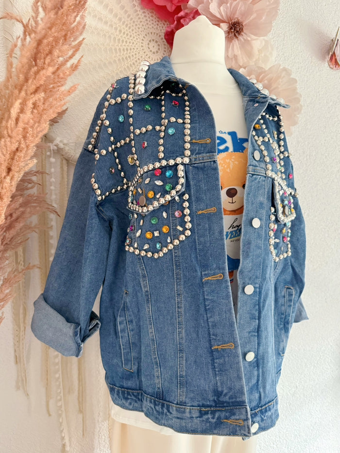 STATEMENT-JEANSJACKE MIT ALLOVER-VERZIERUNG - ONE SIZE -