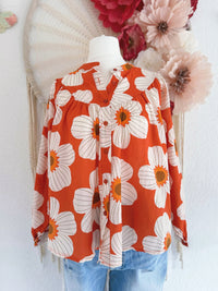 OVERSIZED BLUSE MIT BLÜTEN IM RETROSTIL - ONE SIZE -