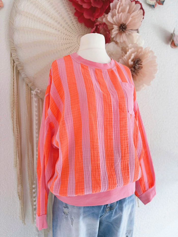 CASUAL MUSSELIN-SWEATER IN ORANGE - ONE SIZE -