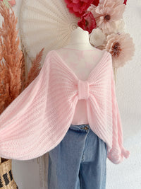 OVERSIZED STRICKPULLOVER "SCHLEIFCHEN" IN PASTELLROSA - ONE SIZE -