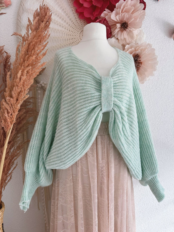 OVERSIZED STRICKPULLOVER "SCHLEIFCHEN" IN MINT - ONE SIZE -