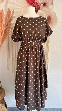 ELEGANTES POLKA-DOT KLEID IN BRAUN - ONE SIZE -