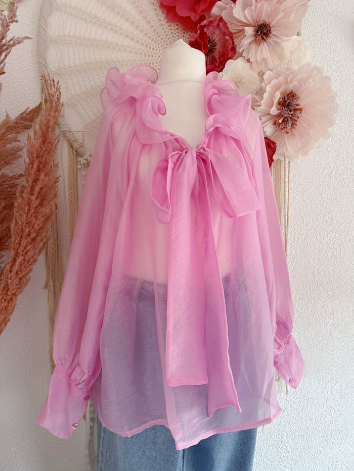 OVERSIZED TUNIKA MIT RÜSCHEN UND SCHLEIFE - ONE SIZE -