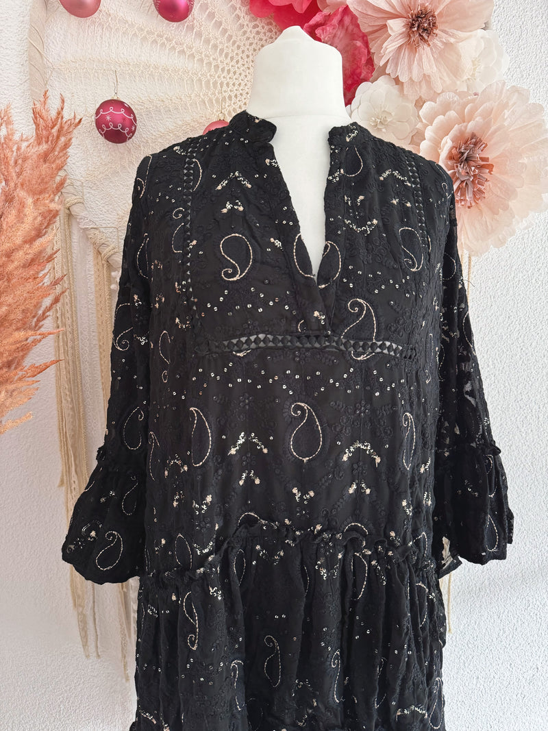 FUNKELNDES TUNIKAKLEID MIT PAILLETTEN UND BESTICKUNGEN - ONE SIZE -