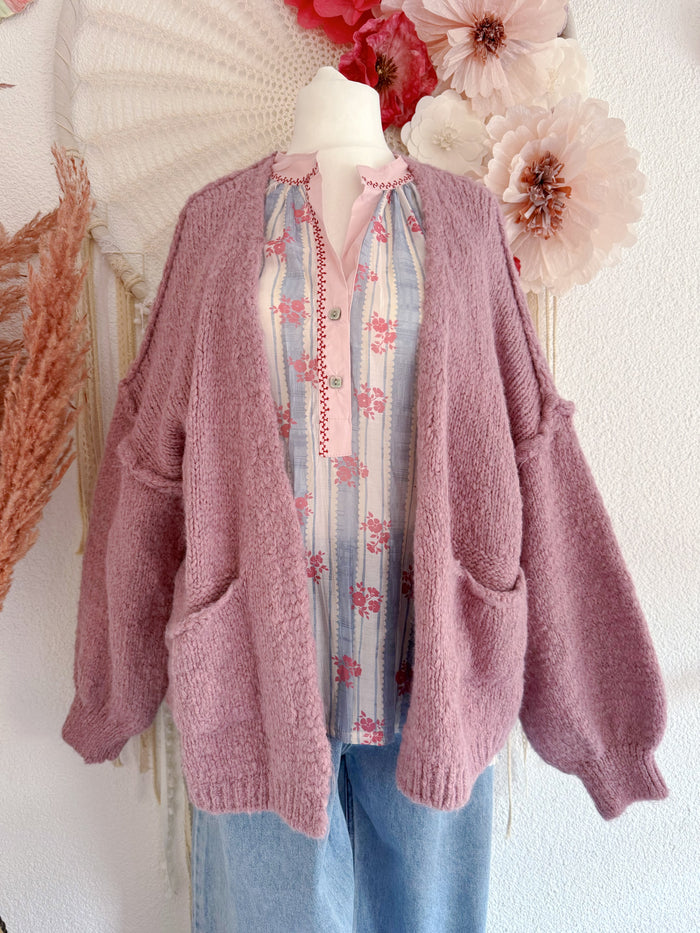 KUSCHELIGE OVERSIZED STRICKJACKE IN ALTROSA - ONE SIZE -