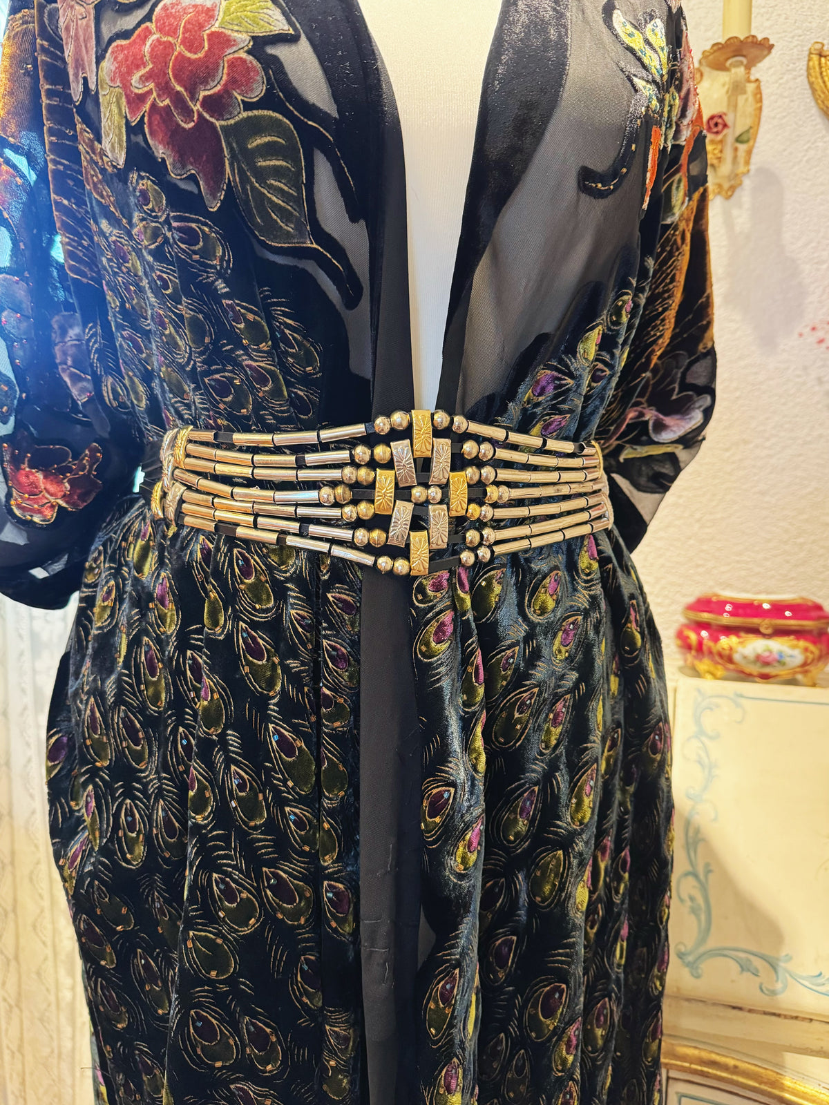 VINTAGE GÜRTEL MIT METALLSTÄBCHEN-OPTIK