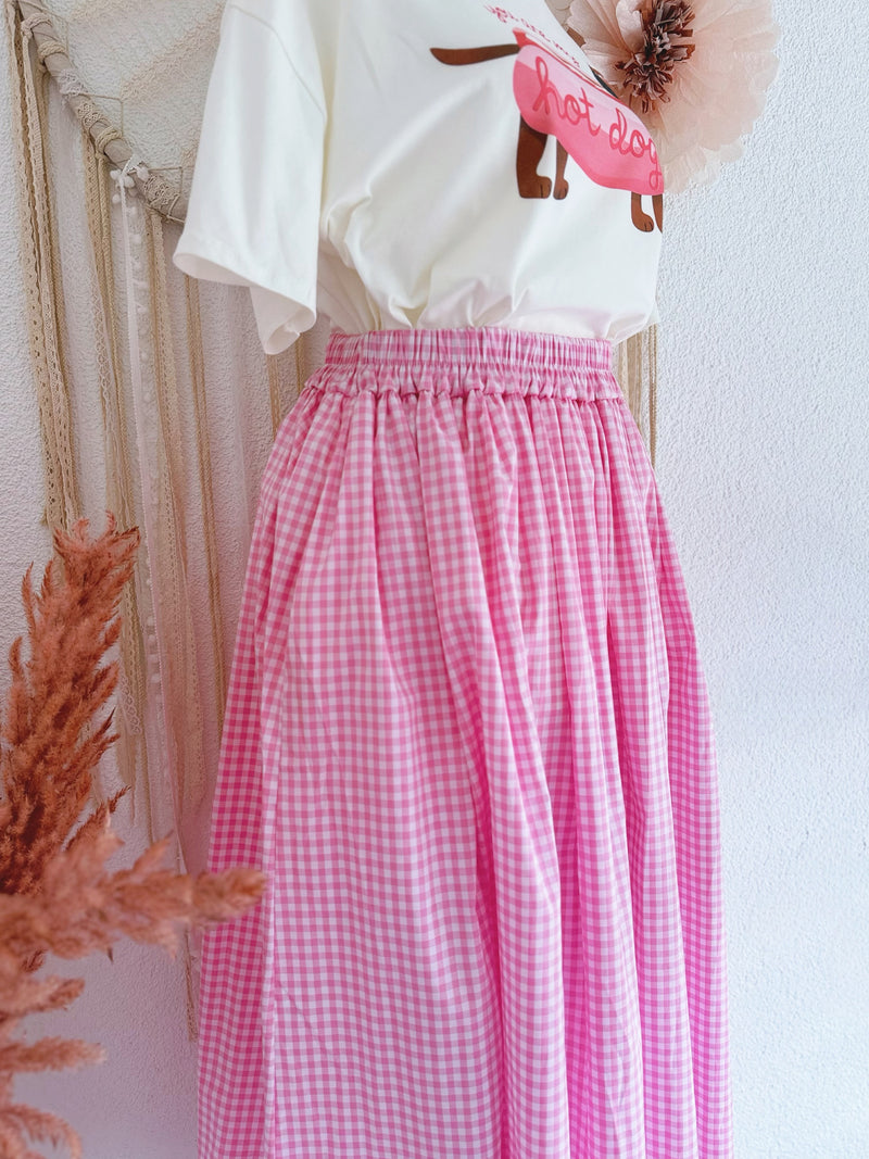 MAXIROCK MIT VICHYMUSTER IN ROSA - ONE SIZE -