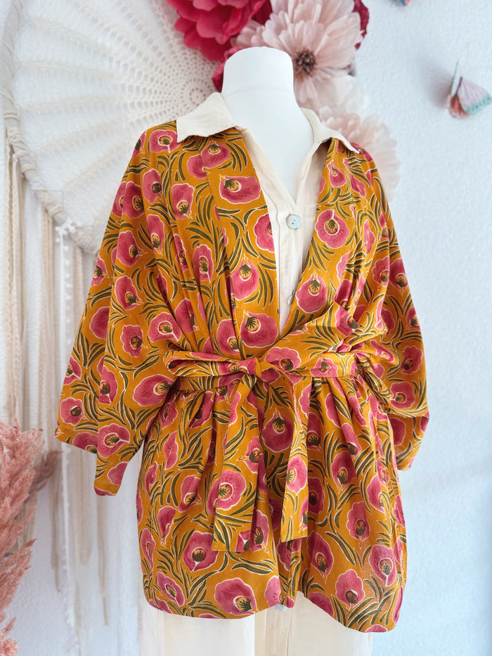 KIMONO MIT BLÜTENMUSTER - ONE SIZE -