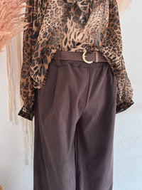 WEITE CORDHOSE MIT GÜRTEL IN DUNKELBRAUN - ONE SIZE -