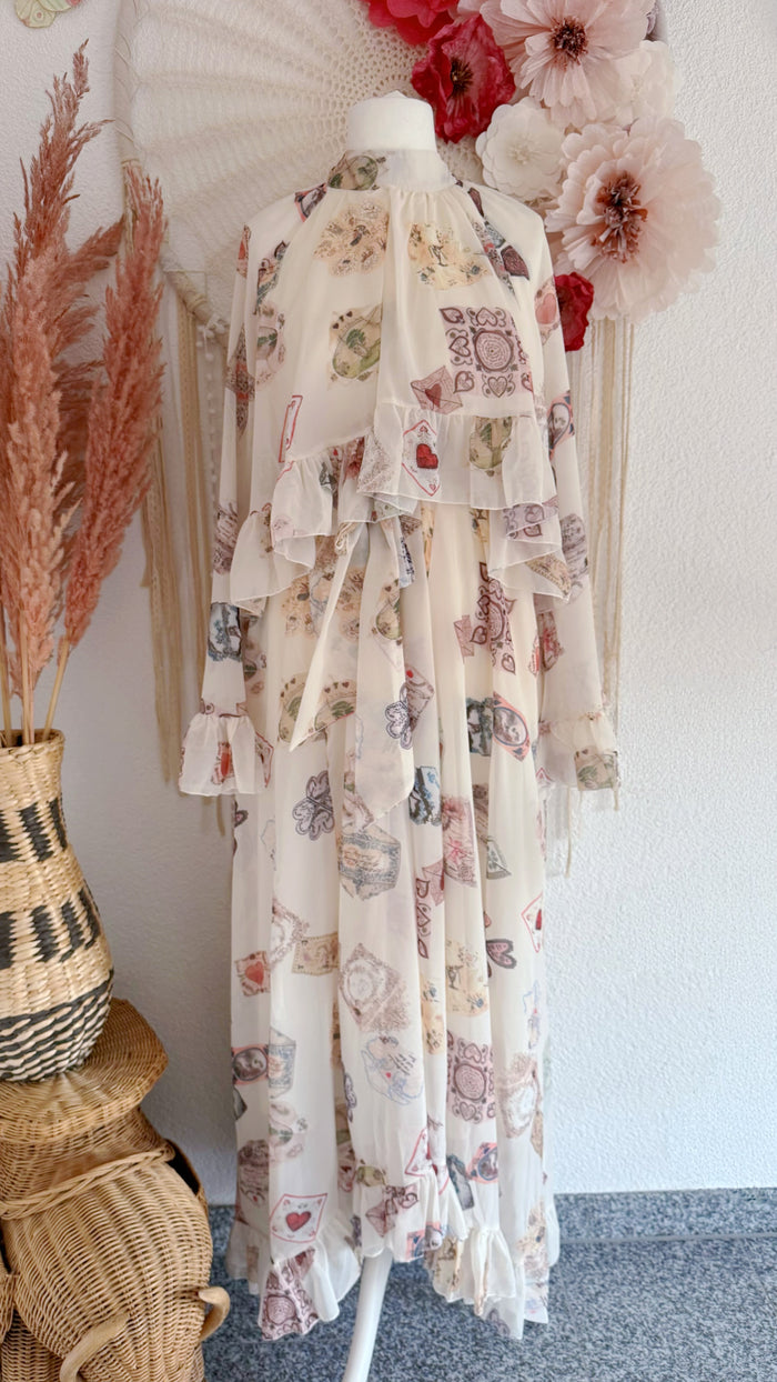 VERSPIELTES CHIFFONKLEID MIT VINTAGE-CHARM - VERSCH. GRÖßEN -