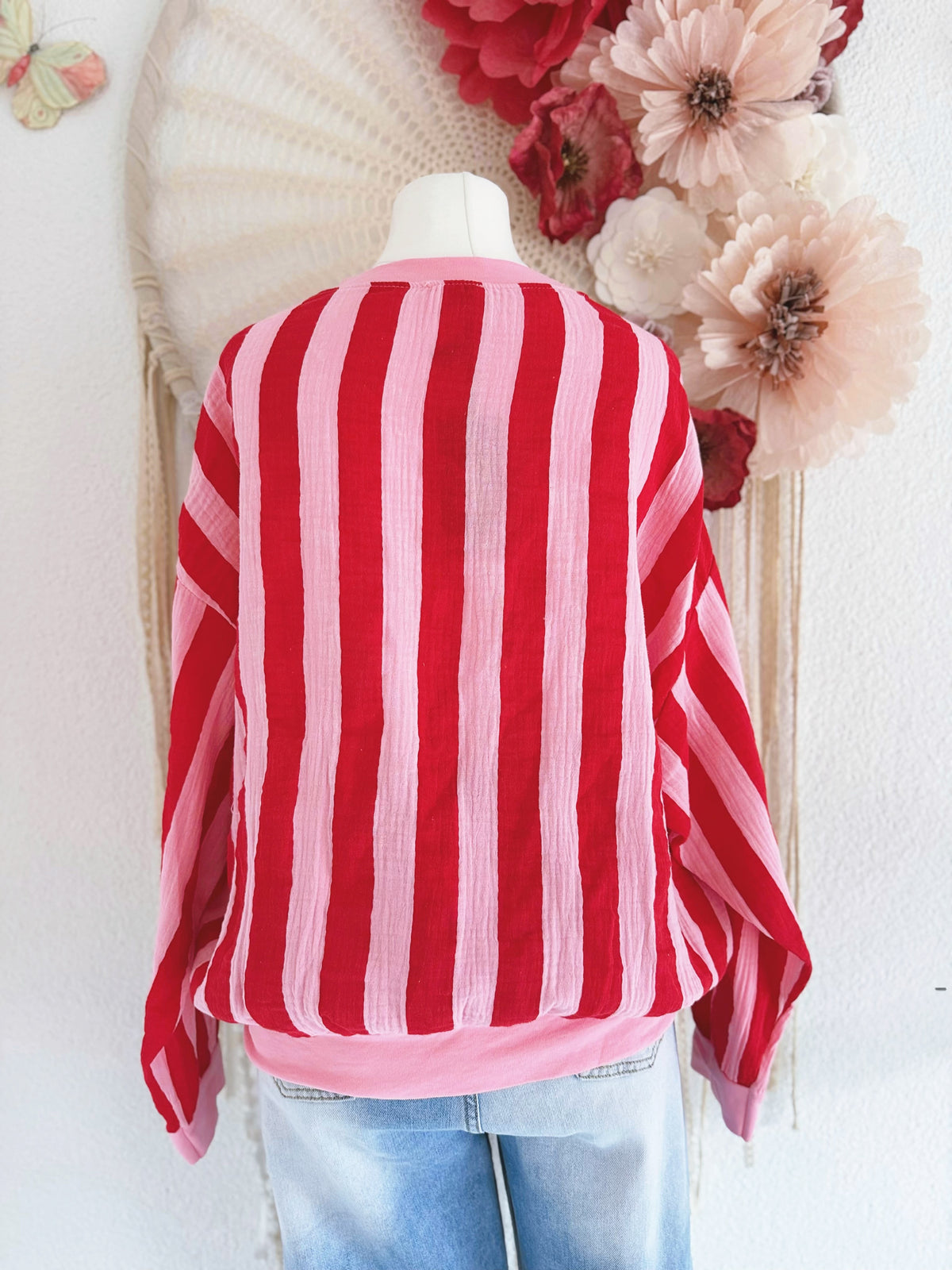 CASUAL MUSSELIN-SWEATER IN ROT - ONE SIZE -