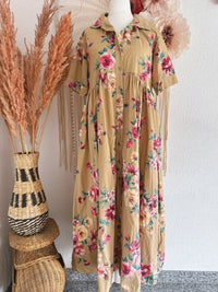 HEMDBLUSENKLEID MIT ROSENPRINT - ONE SIZE