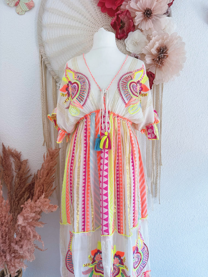 SOMMERLICHES BOHOKLEID IN BUNTEN FARBEN - VERSCH. GRÖßEN