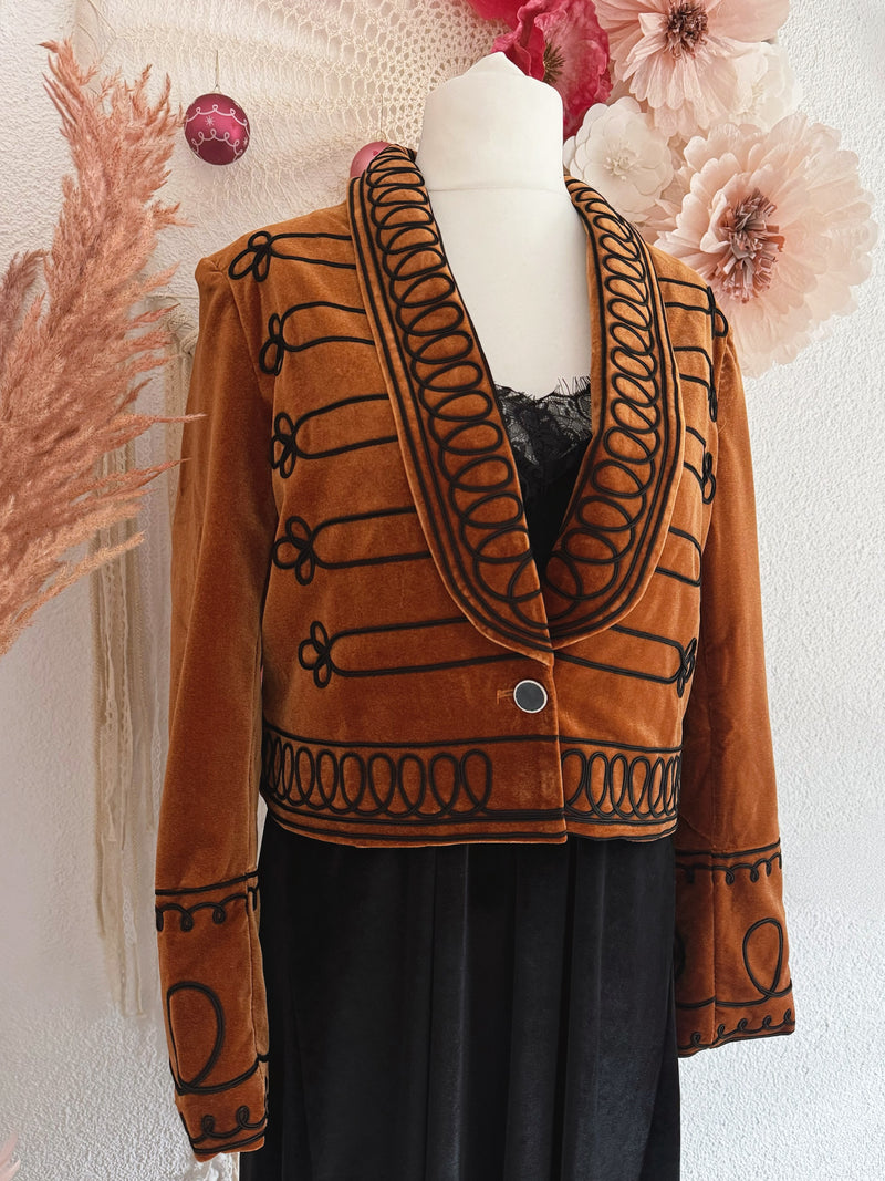 SAMTJACKE IM MILITARY-STIL IN BERNSTEIN - VERSCH. GRÖßEN