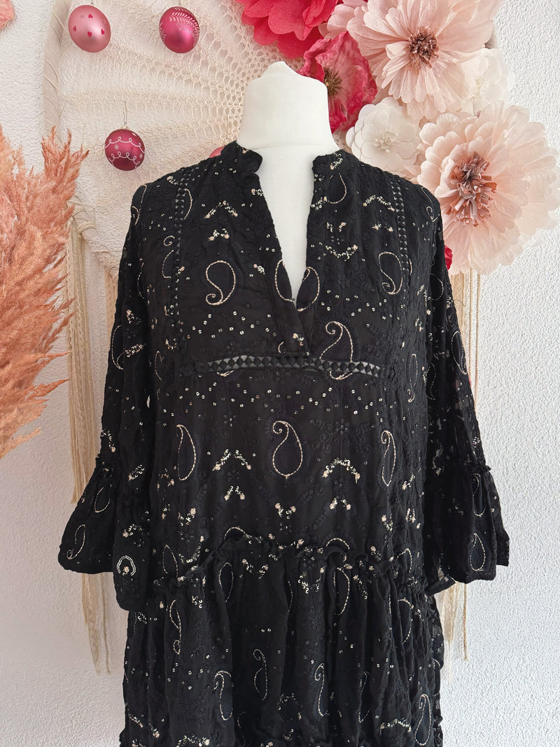 FUNKELNDES TUNIKAKLEID MIT PAILLETTEN UND BESTICKUNGEN - ONE SIZE -