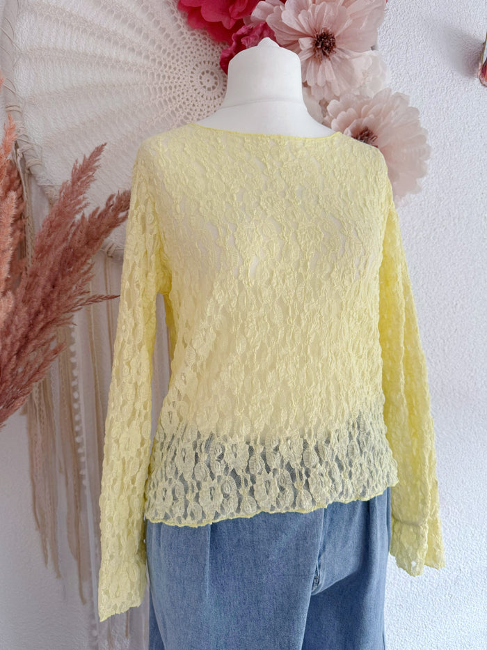 ELEGANTES MESH-OBERTEIL IN GELB - ONE SIZE -