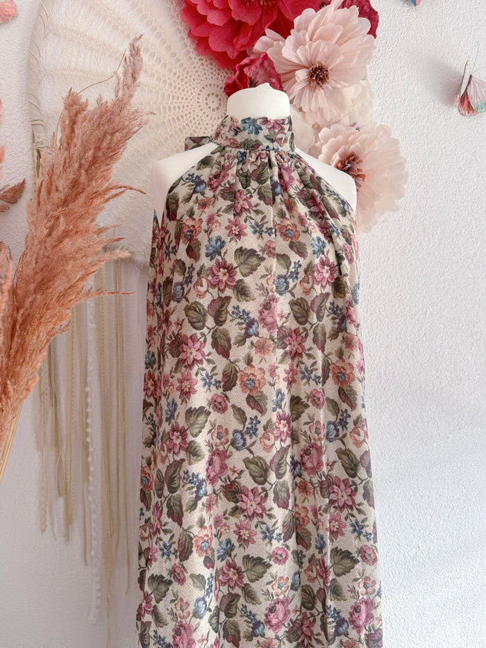ROMANTISCHES MAXIKLEID MIT FLORALEM VINTAGE-PRINT UND NECKHOLDER MODELL B - ONE SIZE - (Kopie)