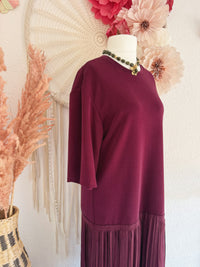 MAXIKLEID MIT FRANSEN IN BORDEAUX - ONE SIZE -