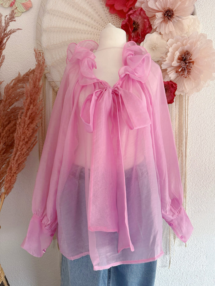 OVERSIZED TUNIKA MIT RÜSCHEN UND SCHLEIFE - ONE SIZE -