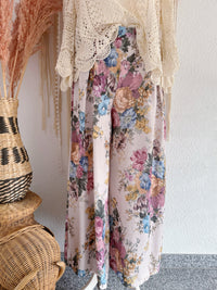 TRAUMHAFTE WIDE-LEG-HOSE MIT ROMANTISCHEM GOBELINPRINT IN ROSA - ONE SIZE -
