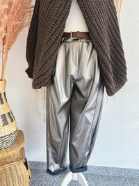 KUNSTLEDERHOSE IN SILBER METALLISCH - ONE SIZE -