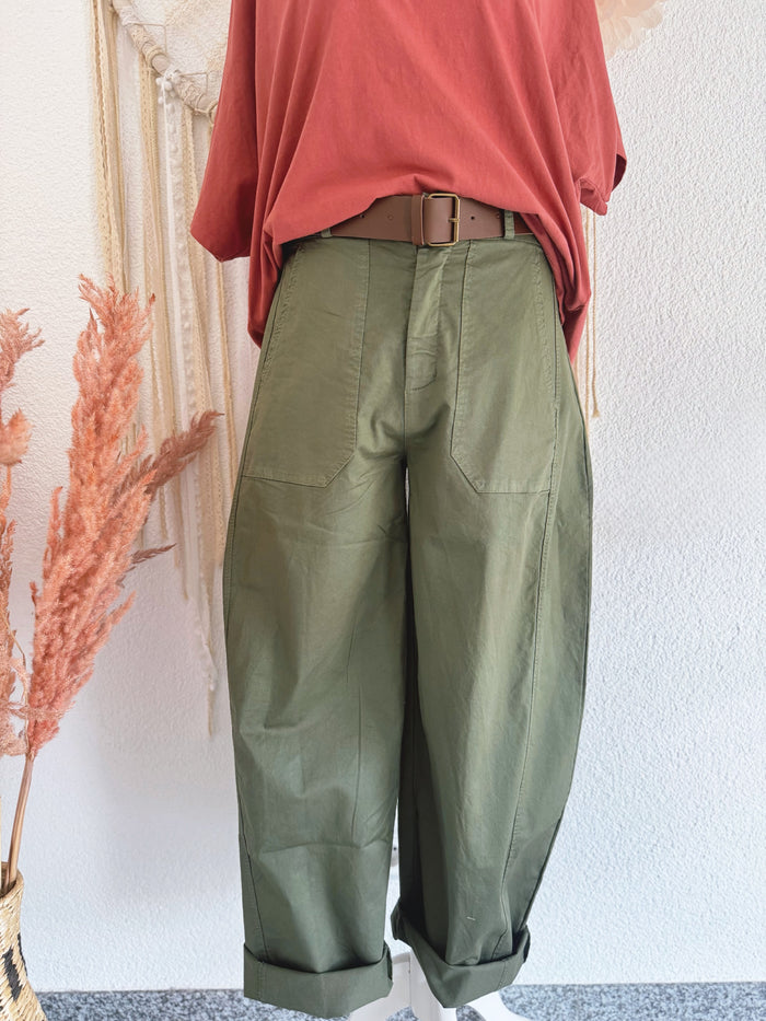 BARREL JEANS IN KHAKI - ONE SIZE -