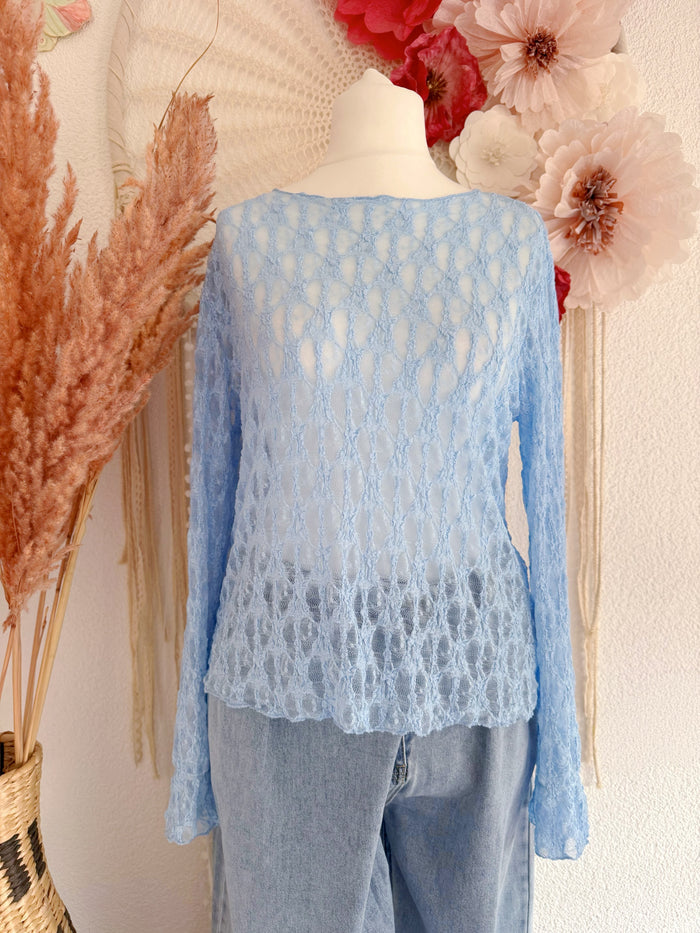 ELEGANTES MESH-OBERTEIL IN BLAU - ONE SIZE -