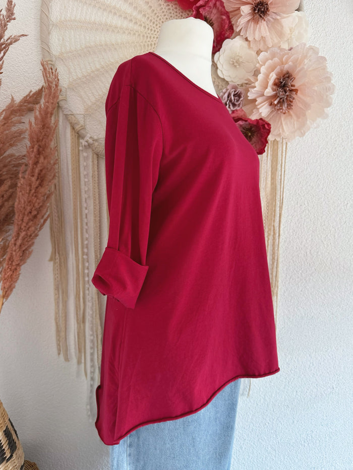 BASIC-LANGARMSHIRT IN ROT - ONE SIZE -