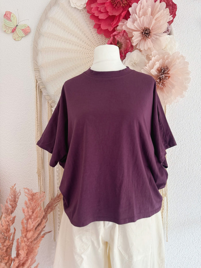 BASIC T-SHIRT IN AUBERGINE - ONE SIZE -