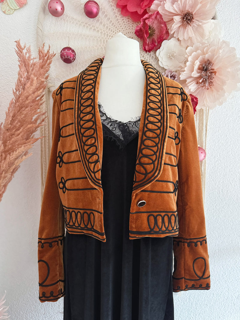 SAMTJACKE IM MILITARY-STIL IN BERNSTEIN - VERSCH. GRÖßEN