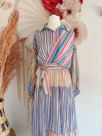 GESTREIFTES KLEIDCHEN MIT BALLONÄRMELN - ONE SIZE -