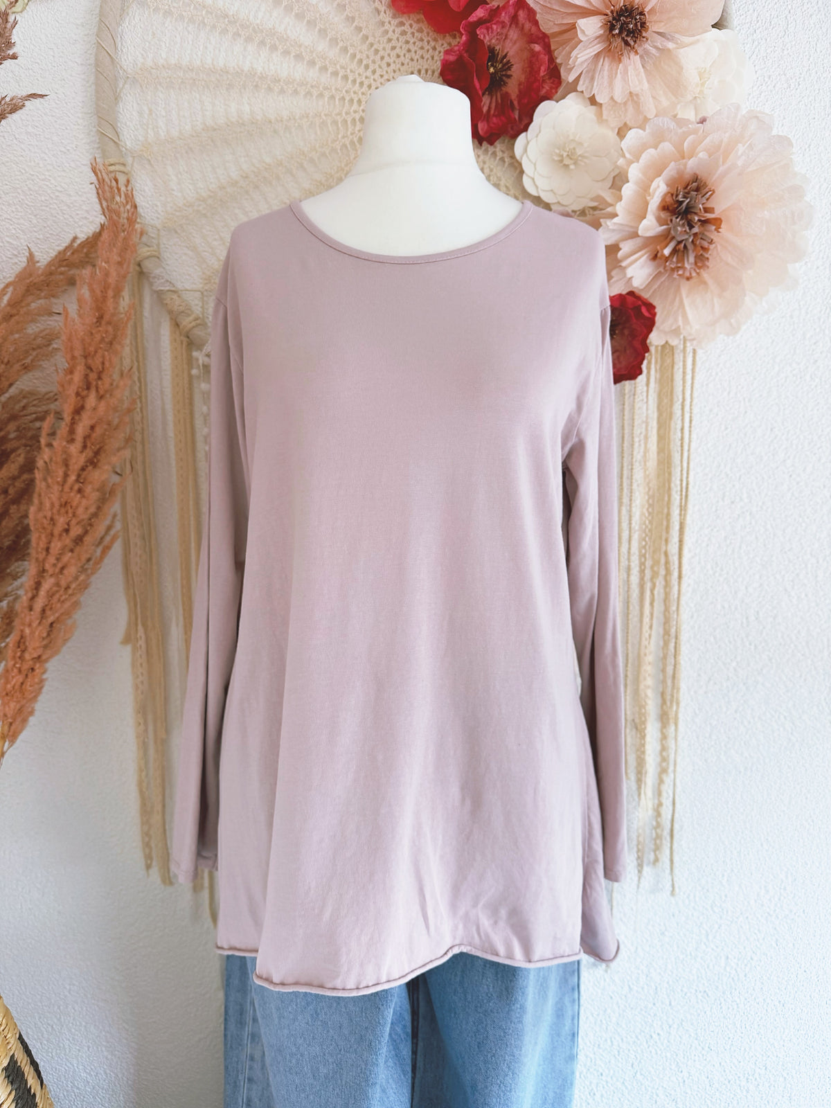 BASIC-LANGARMSHIRT IN ZARTEM ROSÉ - ONE SIZE -