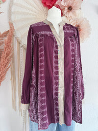 OVERSIZED BLUSE MIT ETHNO-STICKEREI - ONE SIZE -