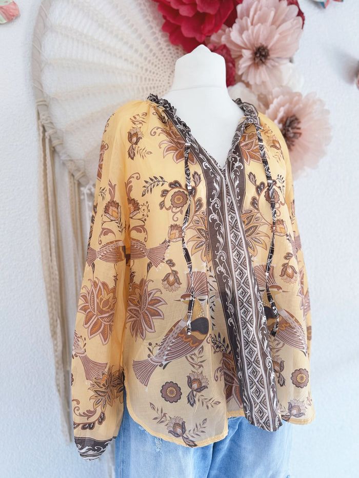 LEICHTE TUNIKA IM FOLKLORESTIL IN GELB - ONE SIZE -