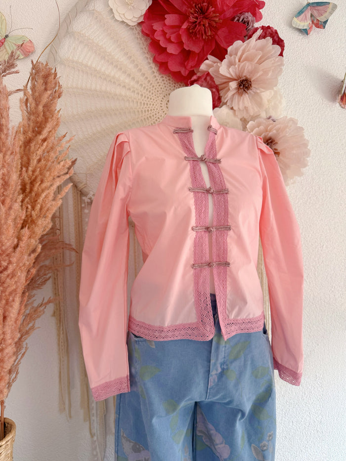 ROMANTISCHE BLUSE IM CHINOISERIE-STIL - ONE SIZE -